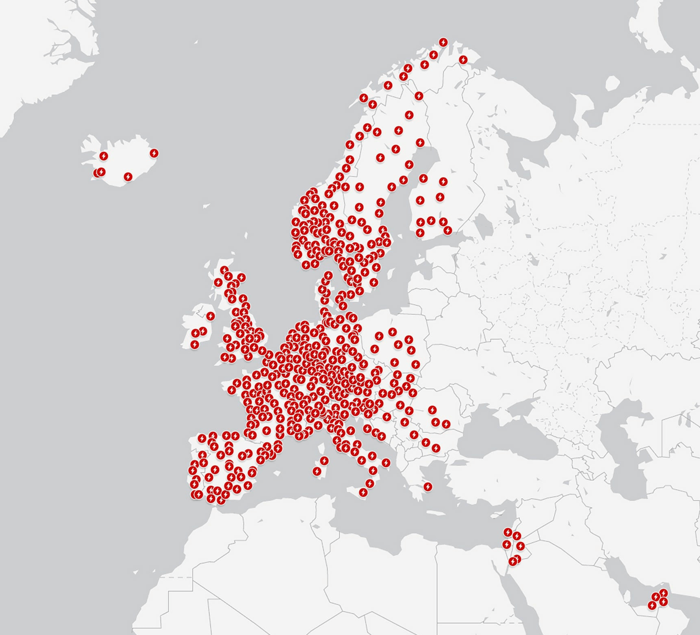 Europe Supercharger Map