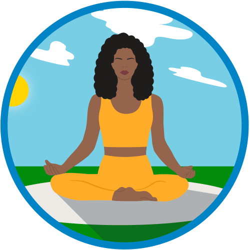 Graphic of a woman meditating.