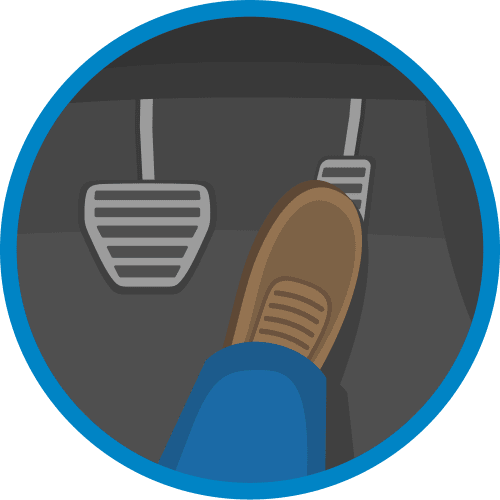 A graphic of a foot easing gently off the accelerator of a car.