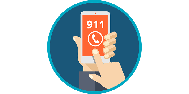 Person dialing 9-1-1