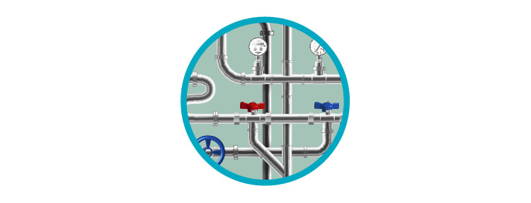 Network of gas pipes