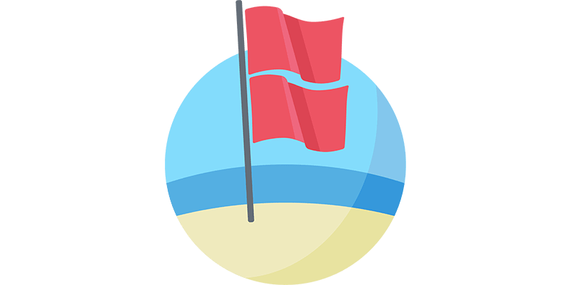 Beach flag indicating surf conditions