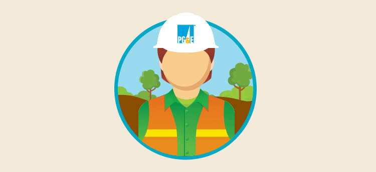 PG&E employee with a hard hat